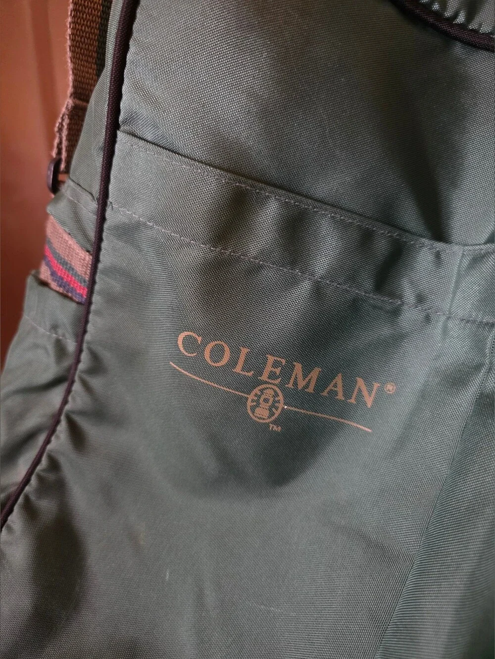 Coleman Green Messenger Bag with Tan Accent